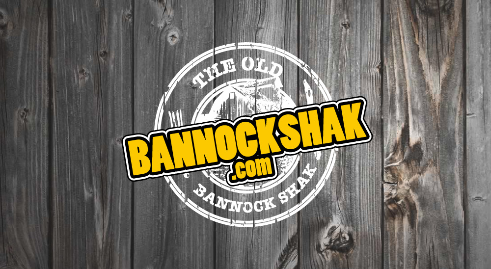 Bannockshak white logo on wood