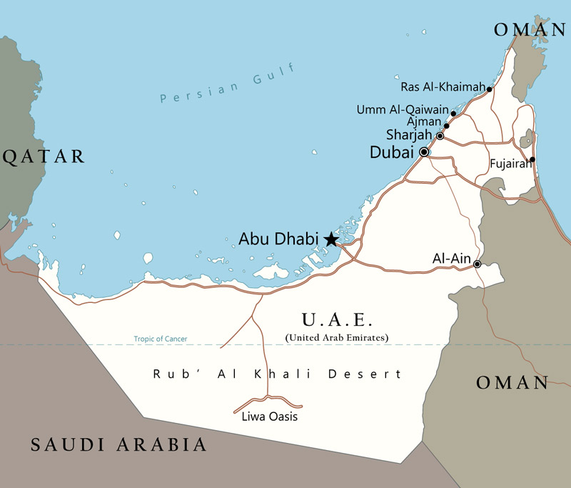 Vector map of UAE