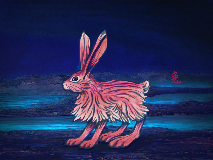 Fire Hare Water Year Art related to lunar year of the rabbit