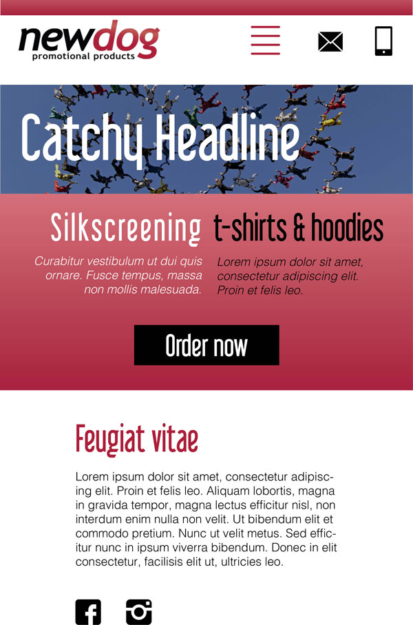 Newdog mobile web design layout